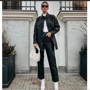 New Zara Faux Leather Belted High Waist Pants 4387/223 Small Medium Large